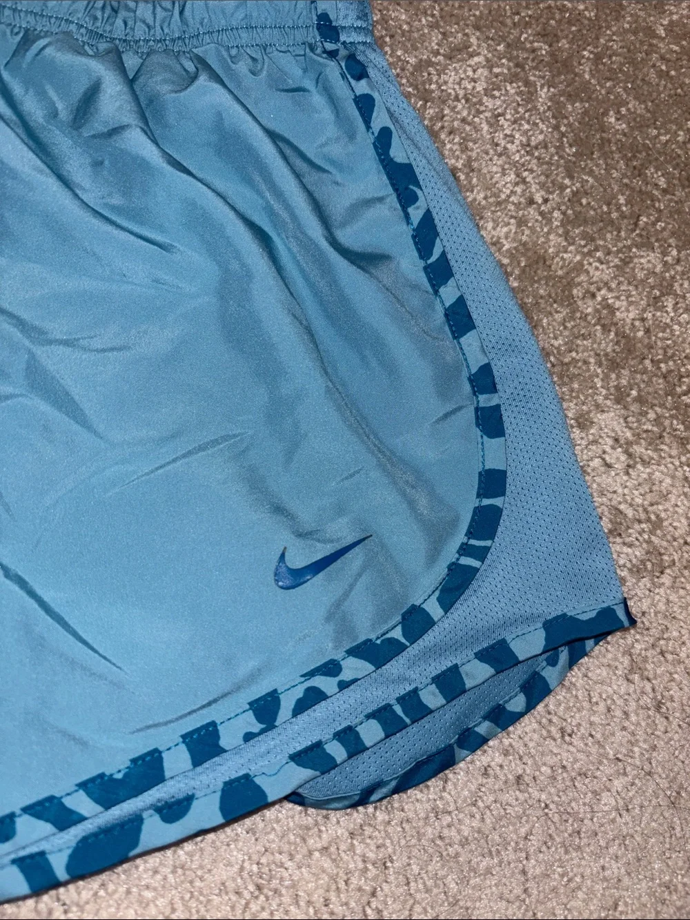 Nike Women's Teal Blue Athletic Running Shorts with Contrast Trim